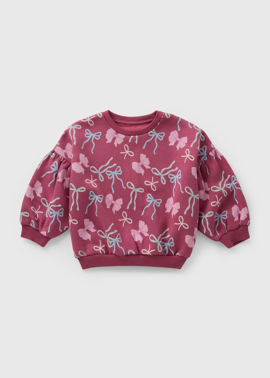 Girls Burgundy Bow Sweatshirt (1-7yrs)