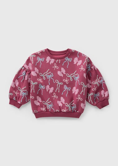 Girls Burgundy Bow Sweatshirt (1-7yrs)