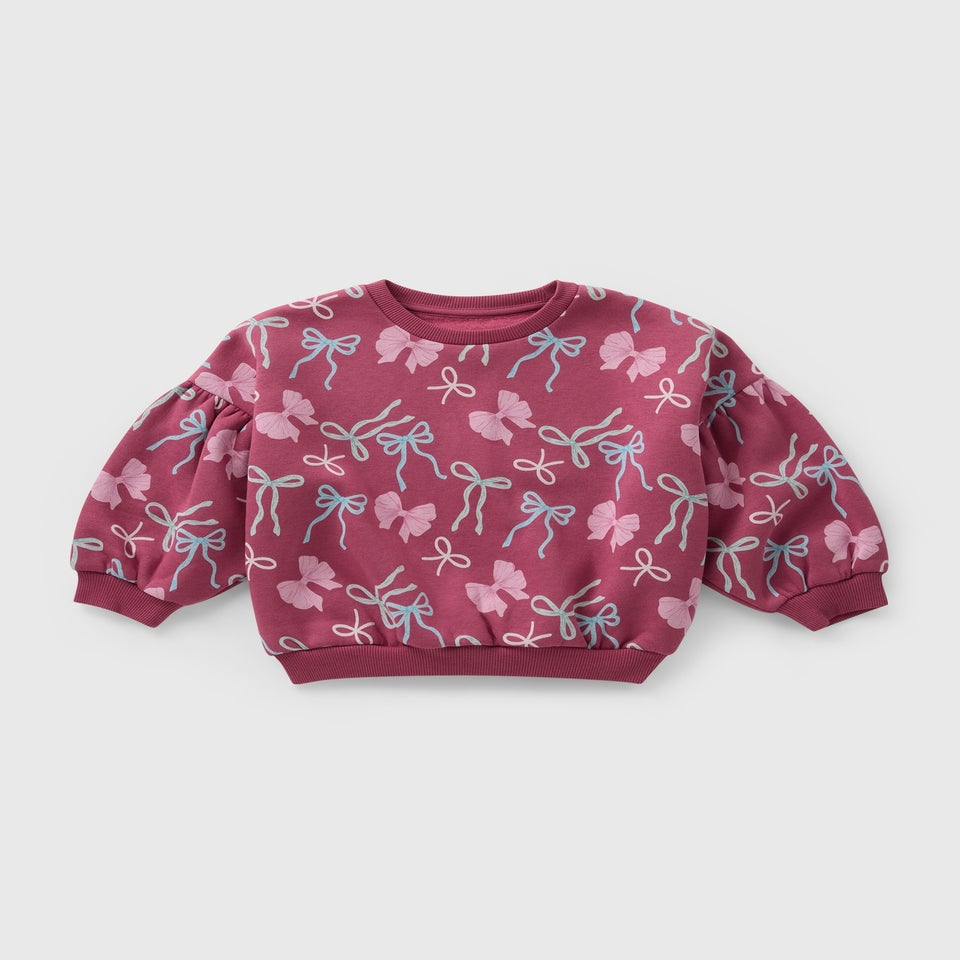 Girls Burgundy Bow Sweatshirt (1-7yrs)