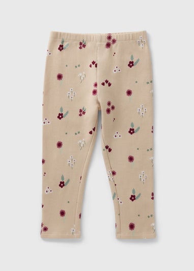 Cream Floral Brushed Leggings (1-7yrs)