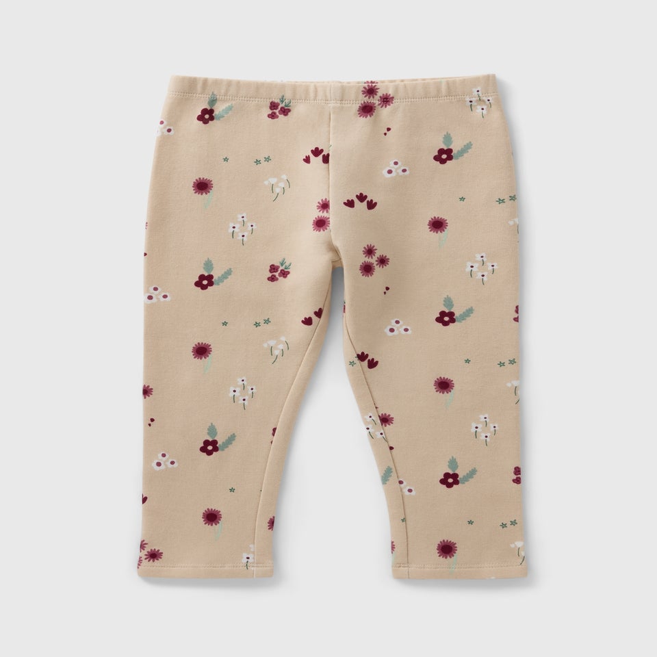 Cream Floral Brushed Leggings (1-7yrs)