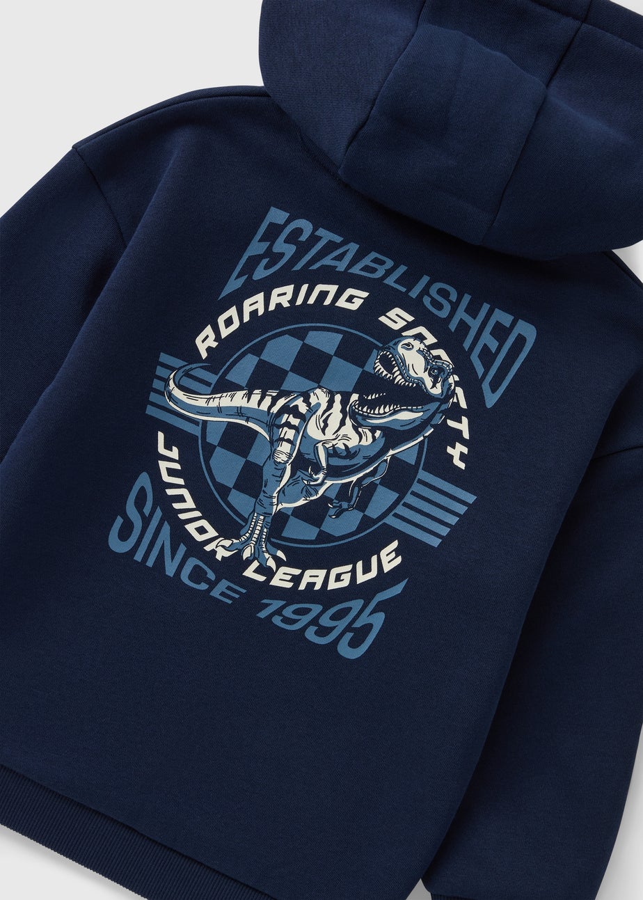 Boys Navy Dino Graphic Hoodie & Jogging Bottom Set (1-7yrs)