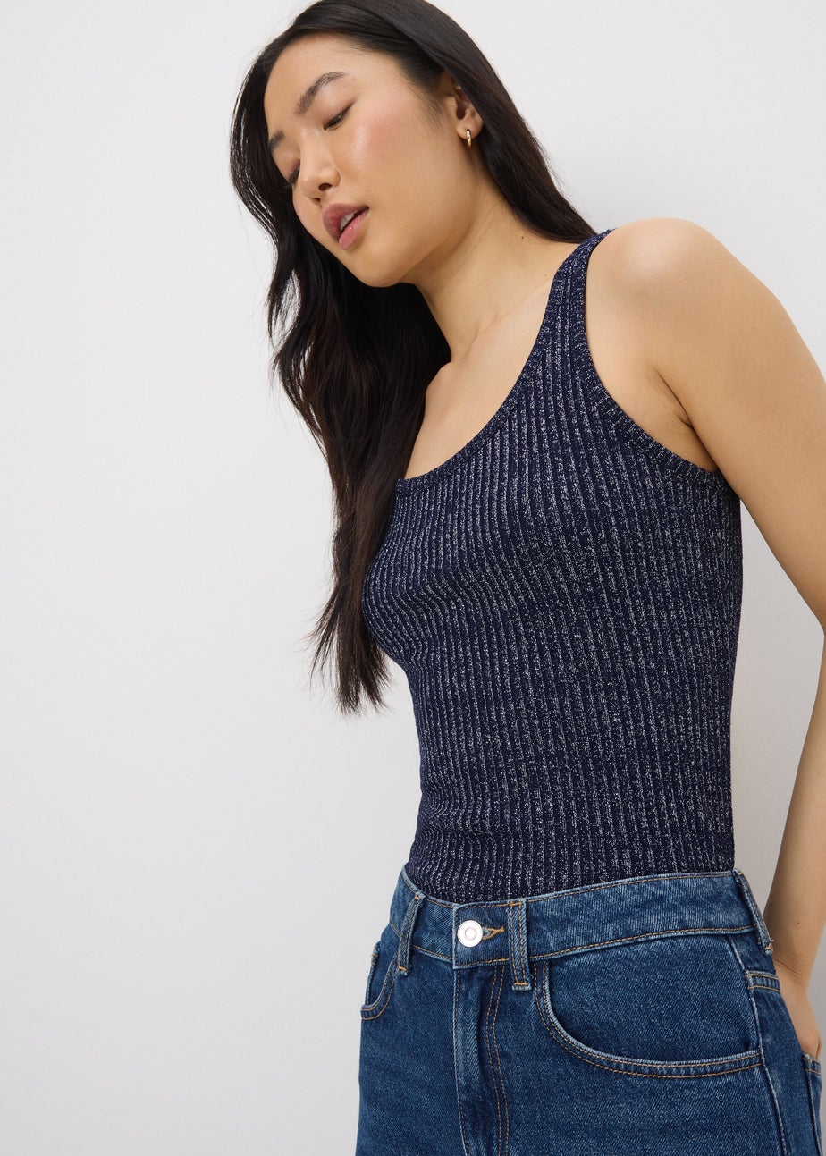 Navy Sparkle Yarn Vest Top