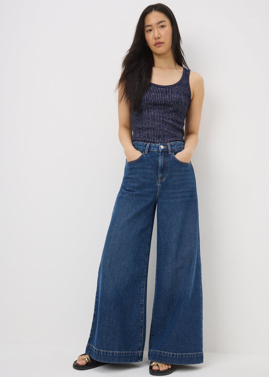 Navy Sparkle Yarn Vest Top