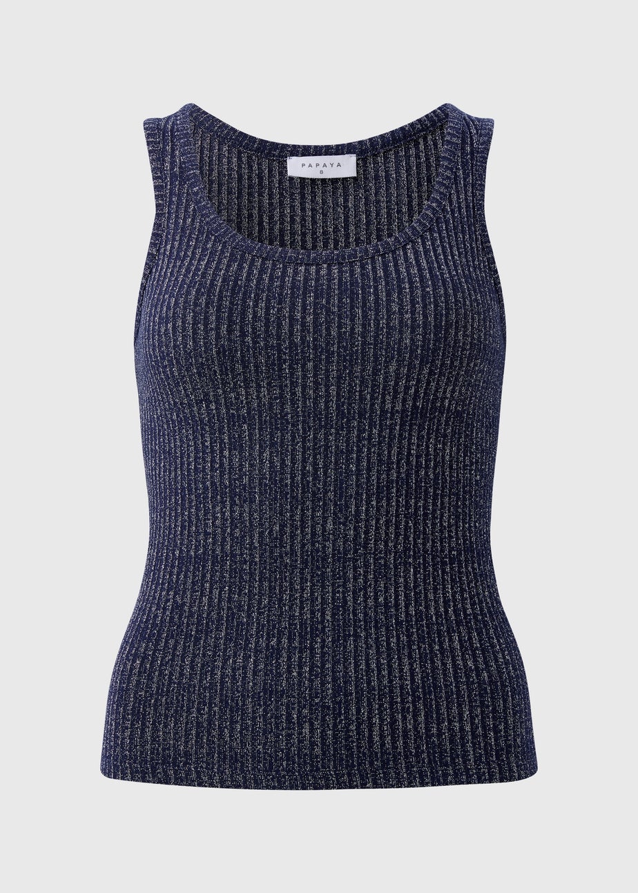 Navy Sparkle Yarn Vest Top