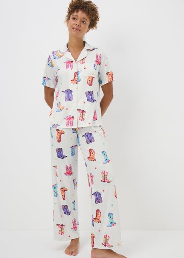 Cream Cowboy Boot Pyjama Set