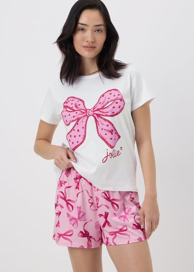 Pink Bow Short Sleeve Pyjama Set