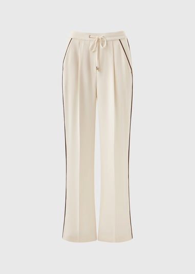 Et Vous Ivory Side Stripe Wide Trousers