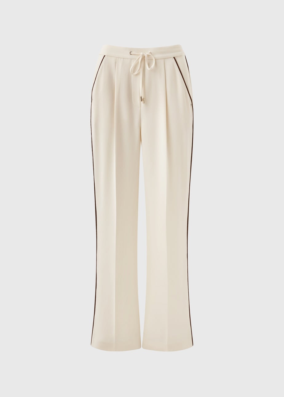 Et Vous Ivory Side Stripe Wide Trousers