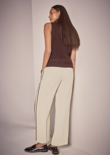 Et Vous Ivory Side Stripe Wide Trousers