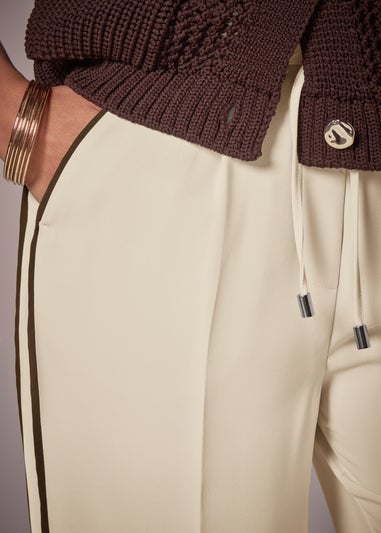 Et Vous Ivory Side Stripe Wide Trousers