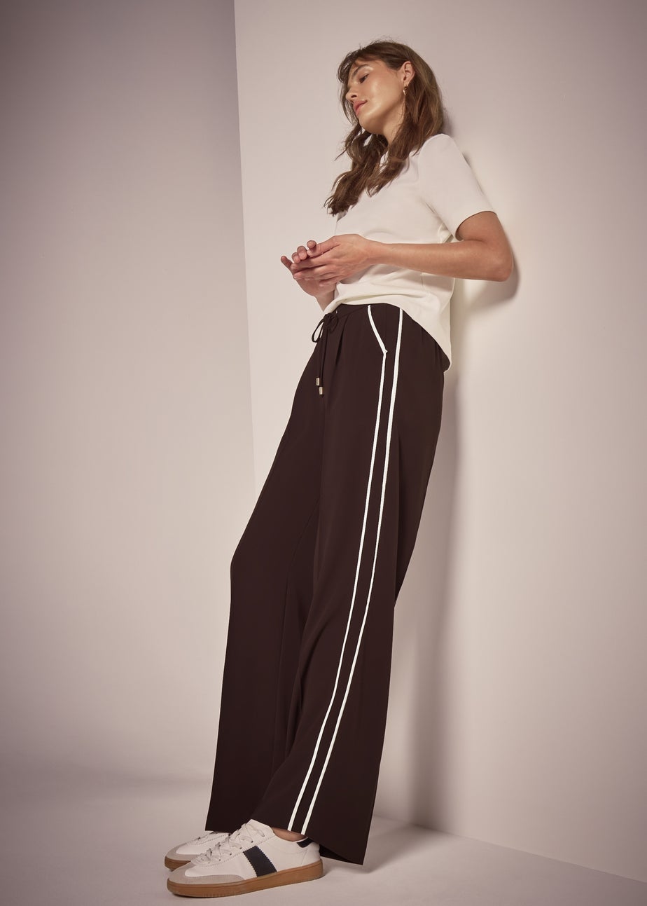 Et Vous Brown Side Stripe Wide Leg Trousers