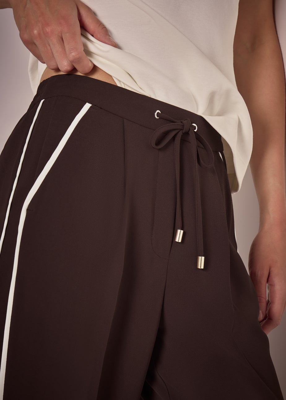 Et Vous Brown Side Stripe Wide Leg Trousers