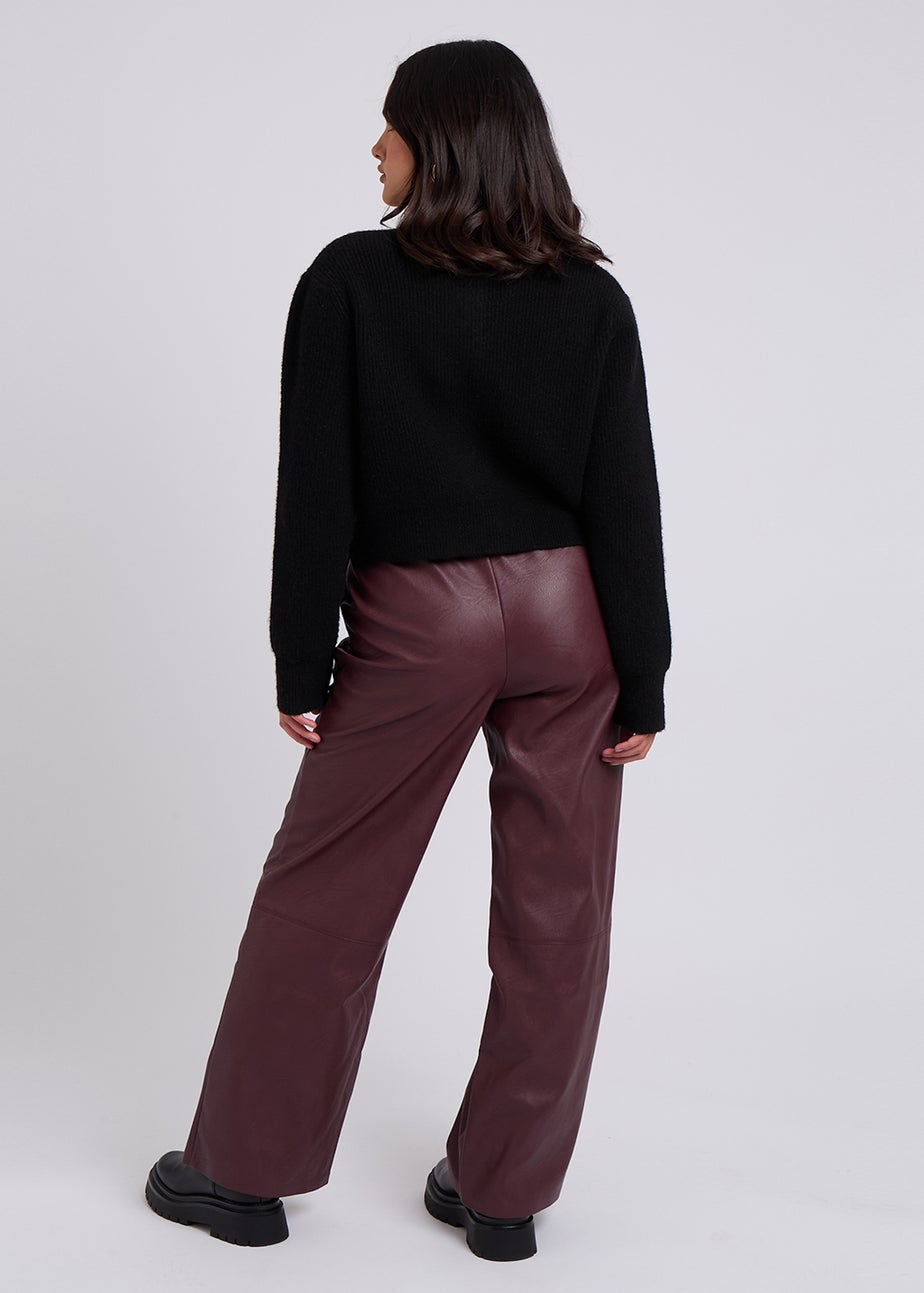 Urban Bliss Burgundy PU Wide Leg Elasticated Trouser