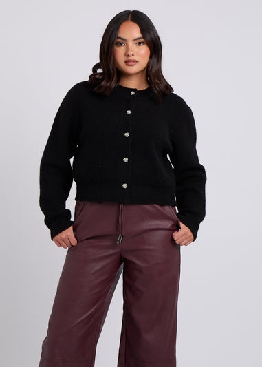 Urban Bliss Burgundy PU Wide Leg Elasticated Trouser