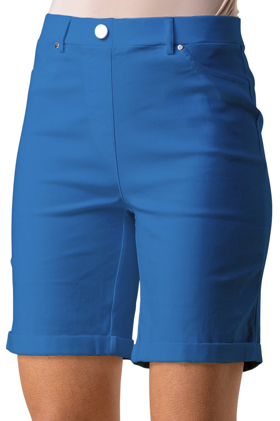 Roman Teal Blue Turn Up Stretch Shorts