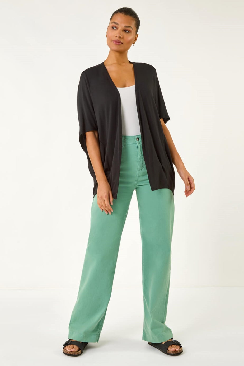 Roman Black Jersey Stretch Cardigan