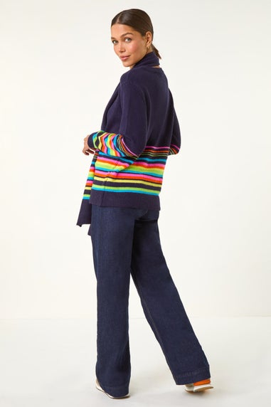 Roman Multi Border Stripe Scarf Knit Jumper