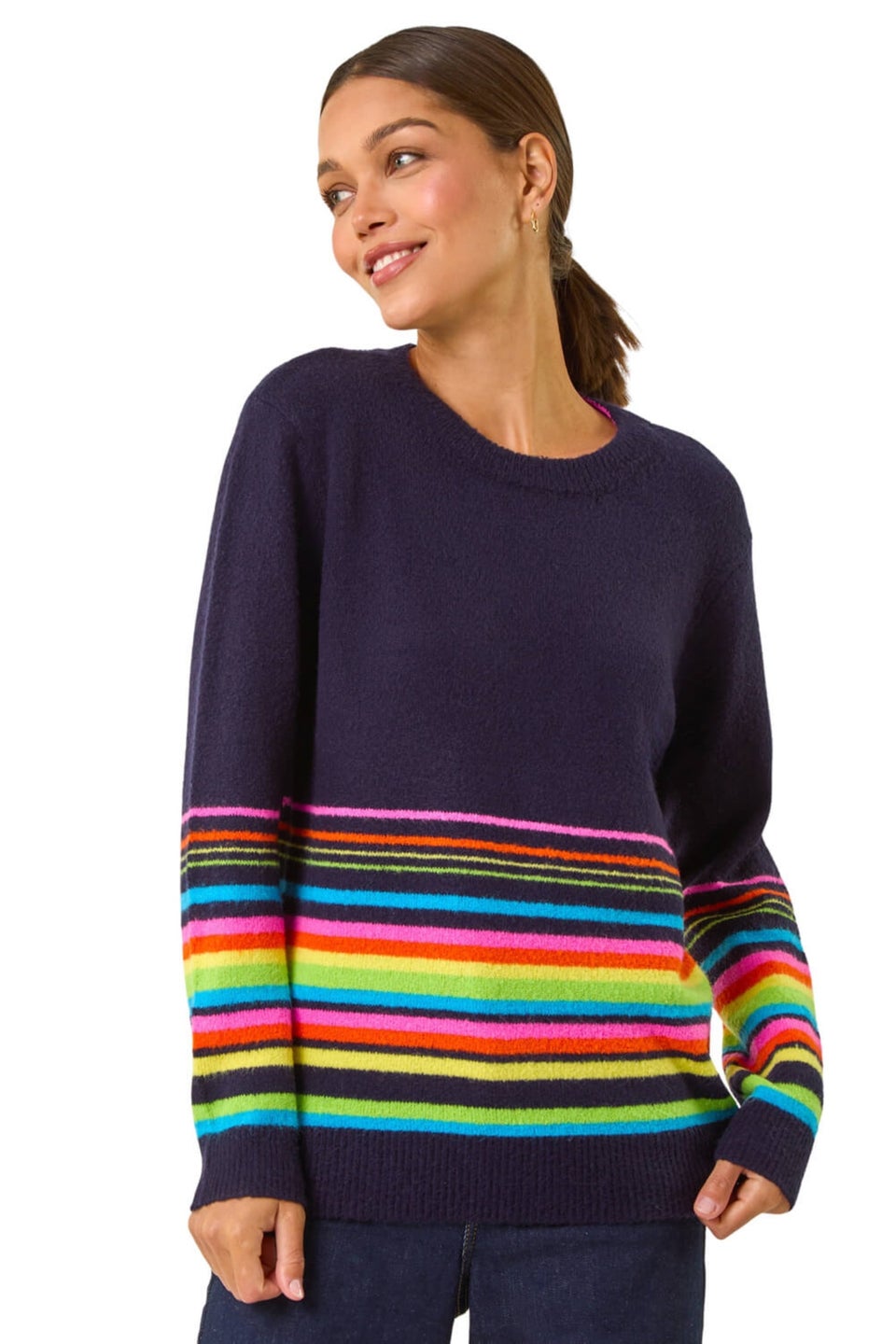 Roman Multi Border Stripe Scarf Knit Jumper