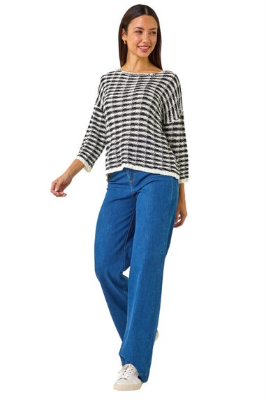 Roman Black Contrast Stitch Knit Jumper