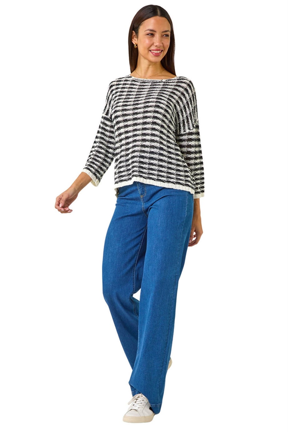 Roman Black Contrast Stitch Knit Jumper