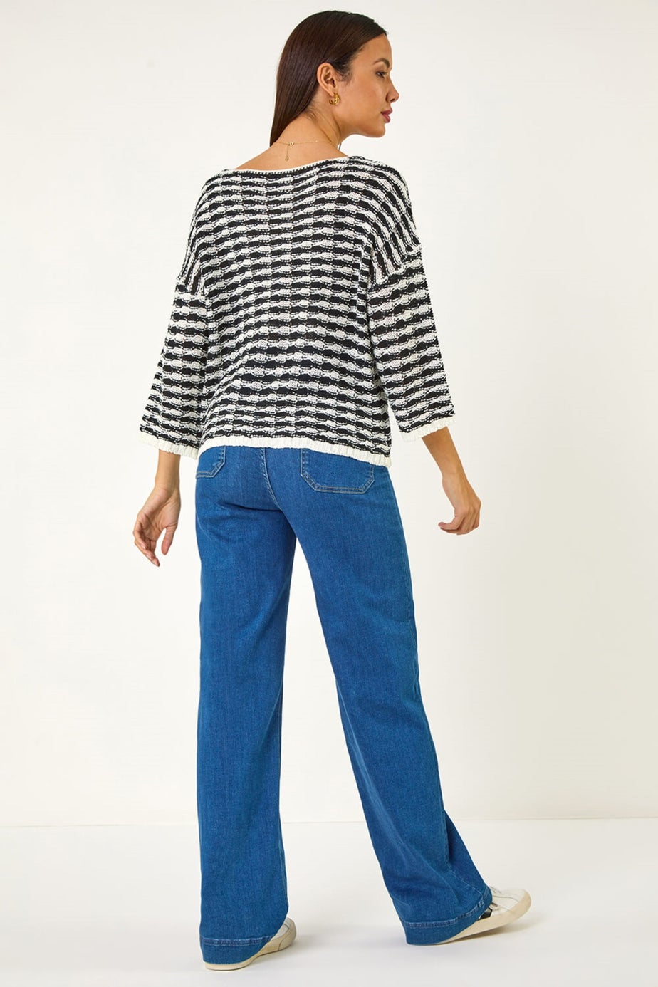 Roman Black Contrast Stitch Knit Jumper