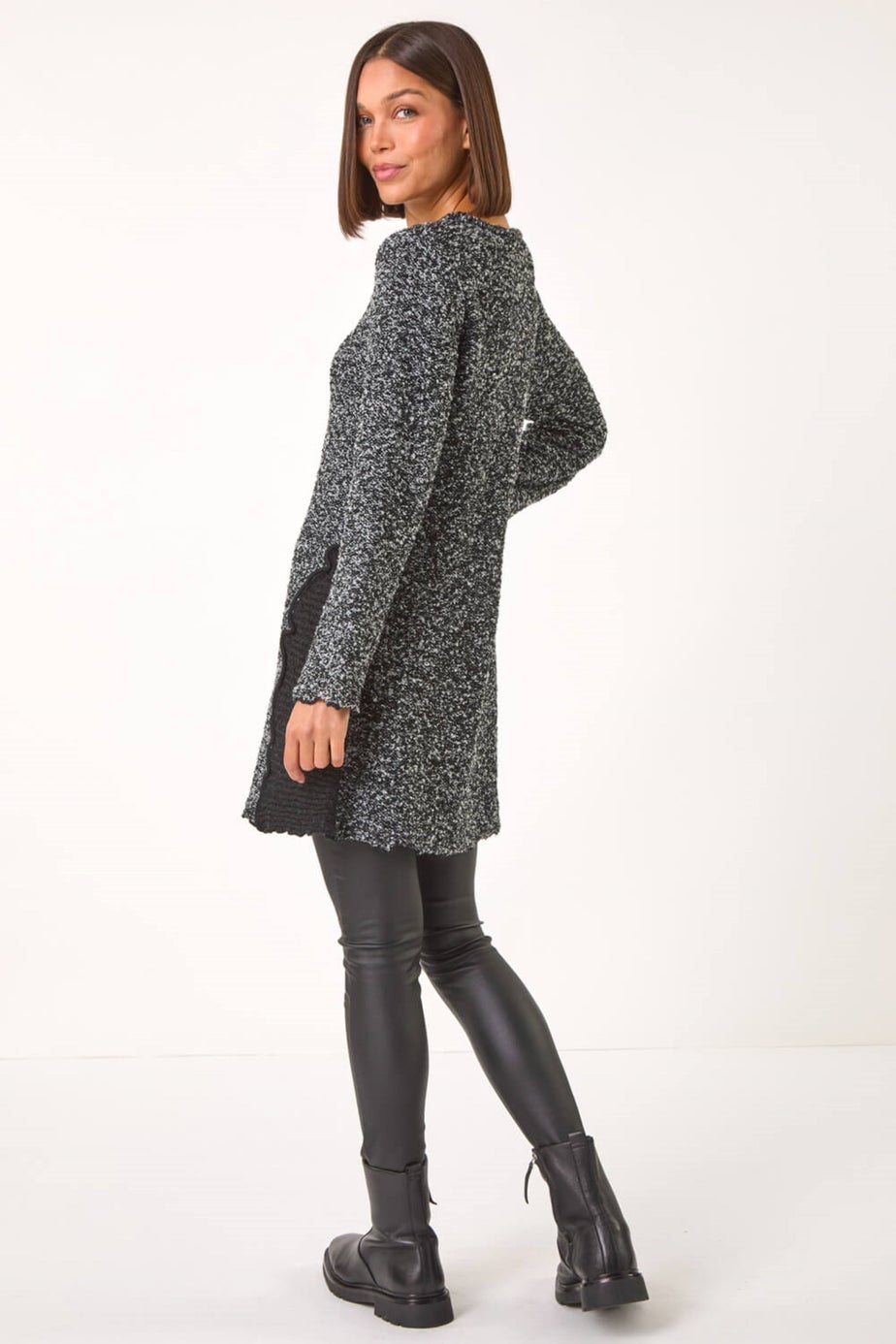 Roman Charcoal Textured Pocket Detail Longline Jumper