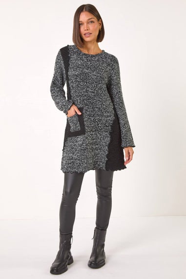 Roman Charcoal Textured Pocket Detail Longline Jumper