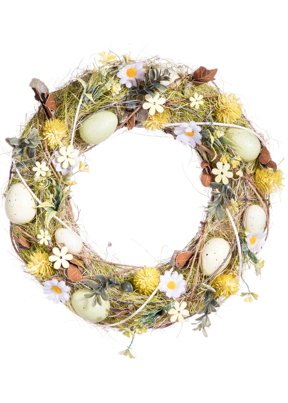 Premier Decorations Rattan Easter Wreath with Eggs & Flowers