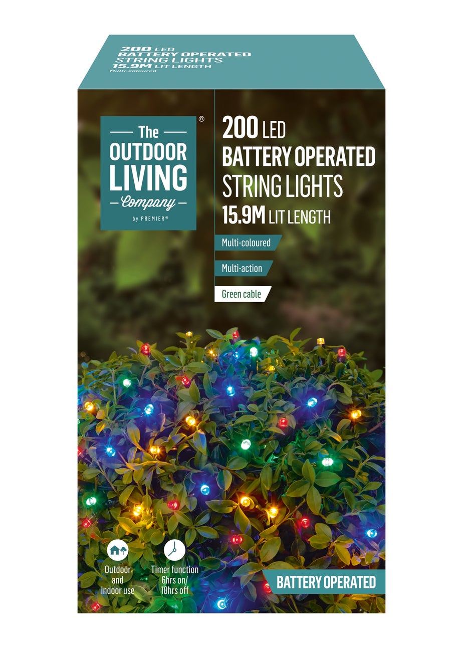 Premier Decorations 200 LED Multi-coloured Battery Operated String Lights
