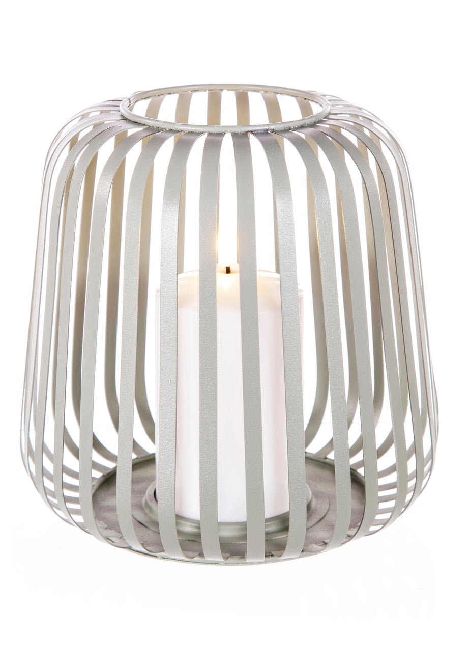 Premier Decorations Battery Operated Metal Lantern with 1 LED Plastic Candle Sage Green