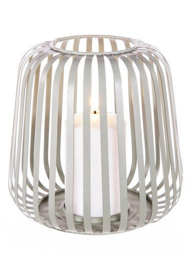 Premier Decorations Battery Operated Metal Lantern with 1 LED Plastic Candle Sage Green