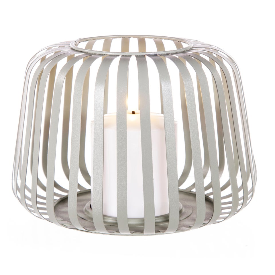 Premier Decorations Battery Operated Metal Lantern with 1 LED Plastic Candle Sage Green