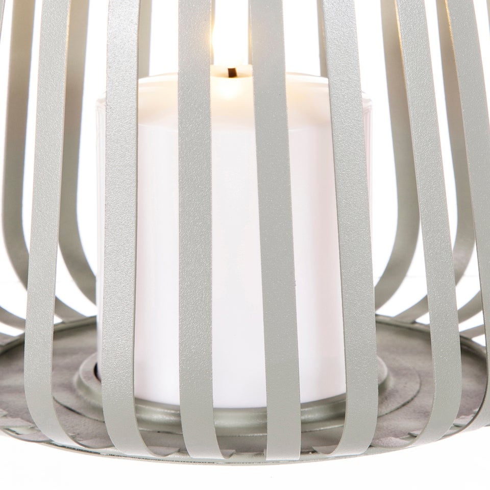 Premier Decorations Battery Operated Metal Lantern with 1 LED Plastic Candle Sage Green