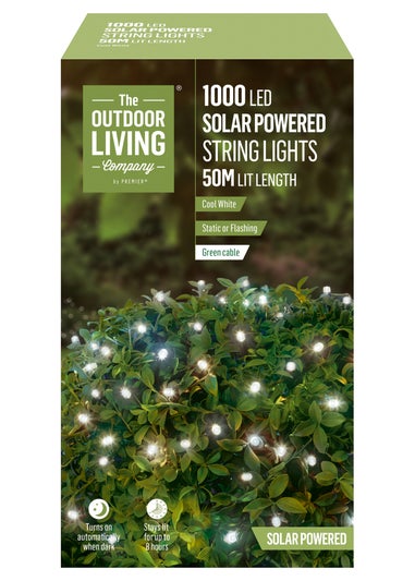 Premier Decorations 1000 LED Cool White Solar String Lights