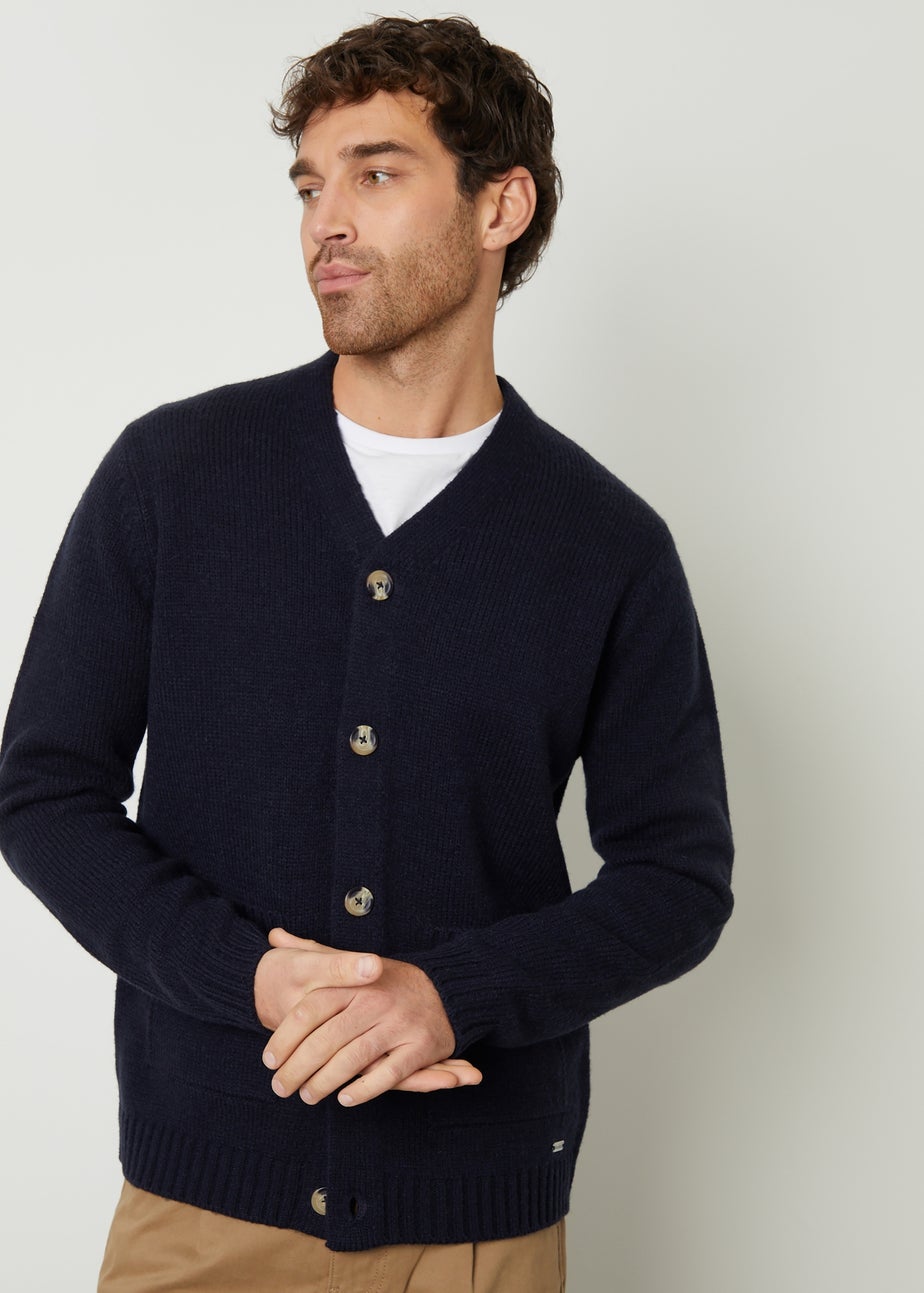 Threadbare Navy Knitted V-Neck Cardigan
