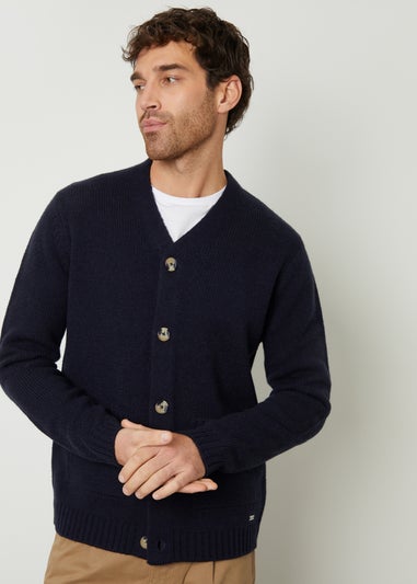 Threadbare Navy Knitted V-Neck Cardigan