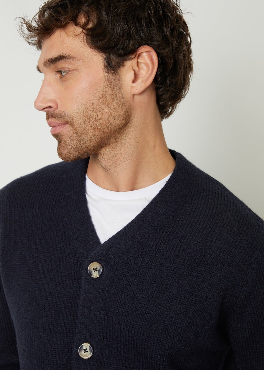 Threadbare Navy Knitted V-Neck Cardigan