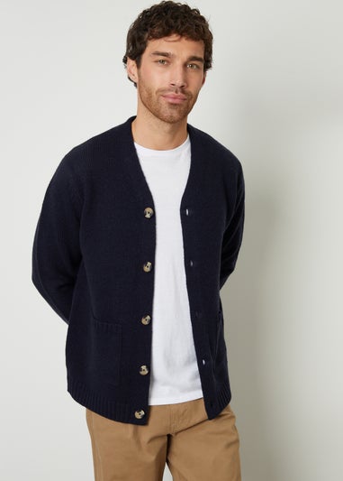 Threadbare Navy Knitted V-Neck Cardigan