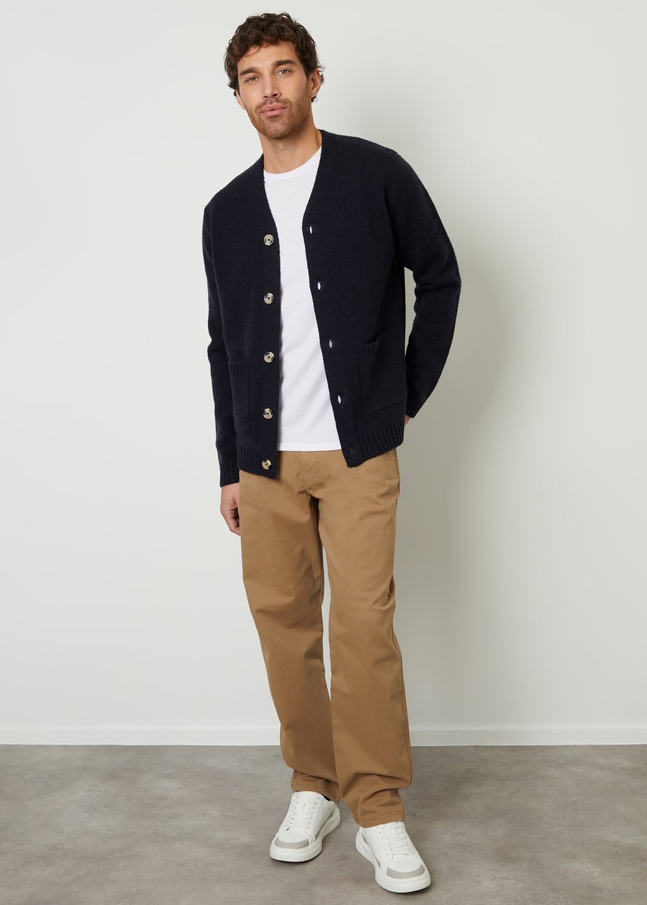 Threadbare Navy Knitted V-Neck Cardigan