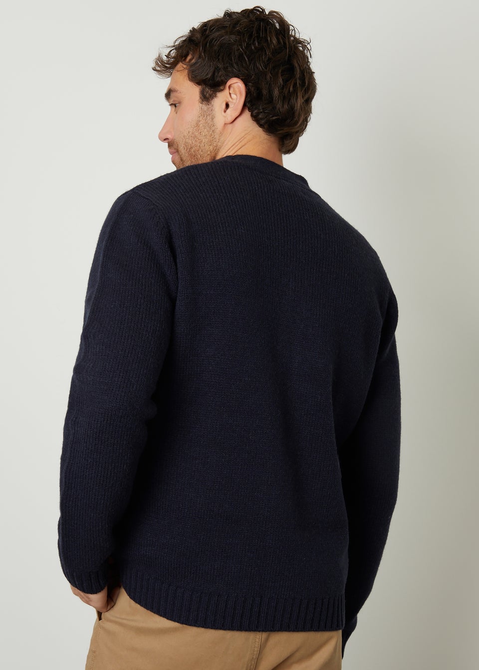 Threadbare Navy Knitted V-Neck Cardigan