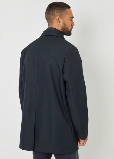 Threadbare Navy Collared Mock Layer Mac Coat