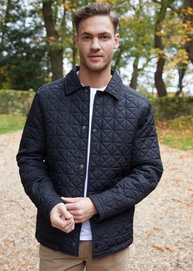 Threadbare Black Lightweight Collared Quilted Jacket