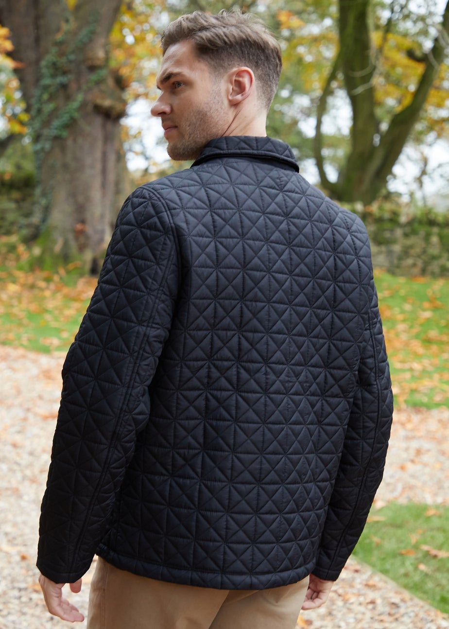 Threadbare Black Lightweight Collared Quilted Jacket