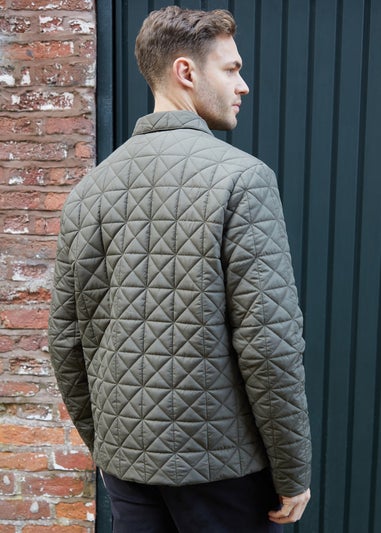 Threadbare Khaki Lightweight Collared Quilted Jacket