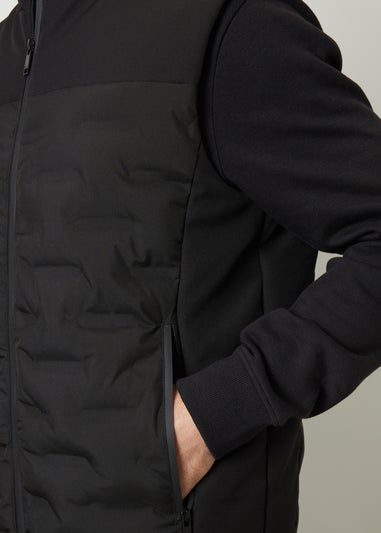 Threadbare Black Quilted Panel Funnel Neck Gilet