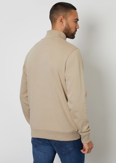 Threadbare Stone 1/4 Zip Neck Sweatshirt