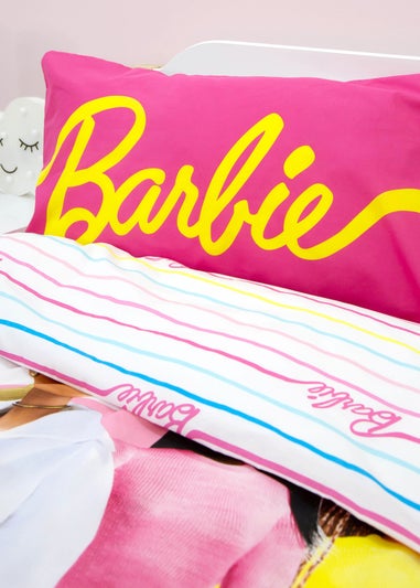 Barbie Pink Unboxed Stripe Polycotton Duvet Cover Set