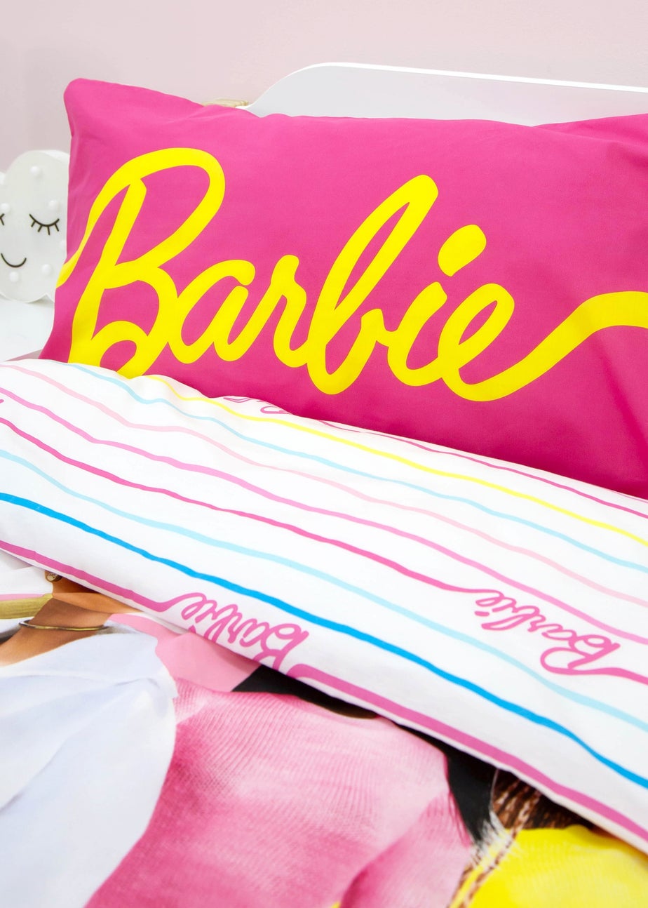 Barbie Pink Unboxed Stripe Polycotton Duvet Cover Set