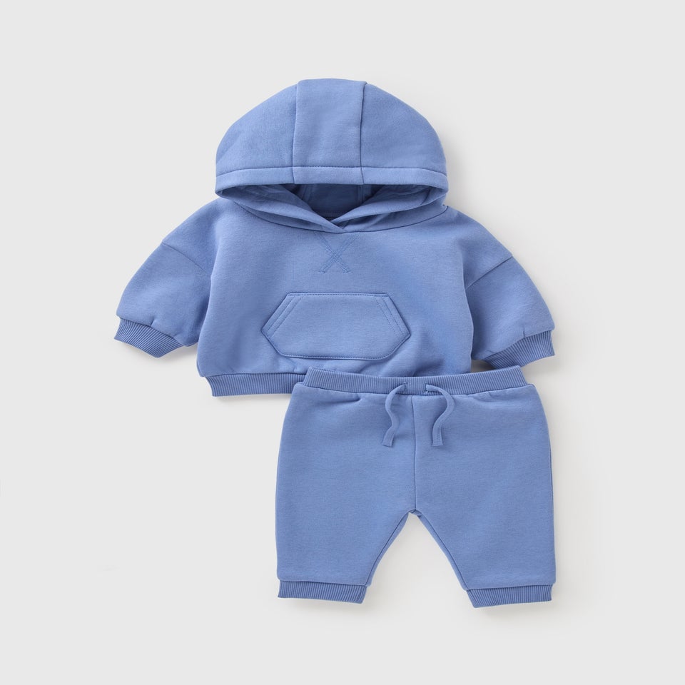 Baby Mid Blue Hoodie & Jogging Bottoms Set (Newborn-23mths)
